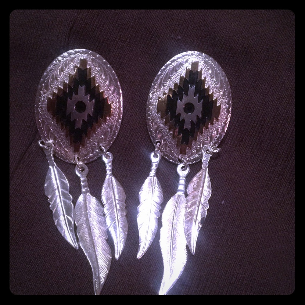 Silver western earrings